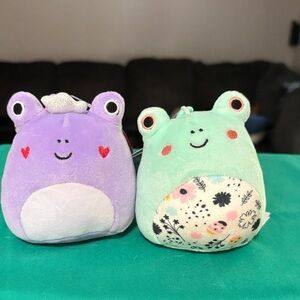 Squishmallows Purple and Mint Frog Plush Duo